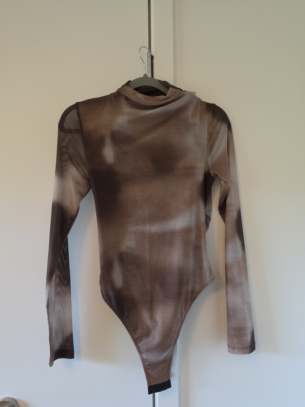 Commense Brown Tie-Dye Long Sleeve One Piece Bodysuit